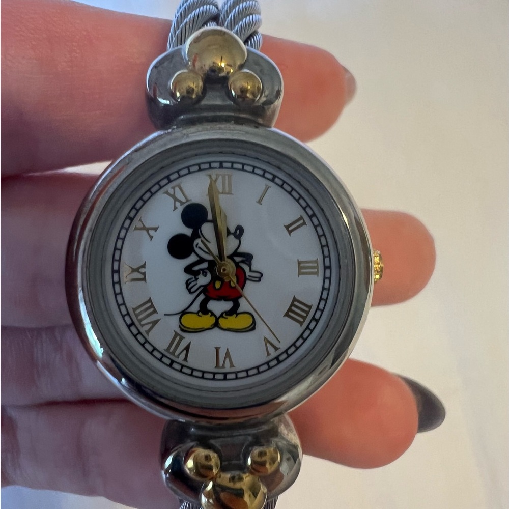 Disney Time Works Mickey Mouse Wrist Watch Womens Stainless Steel Bracelet Band - Picture 2 of 3